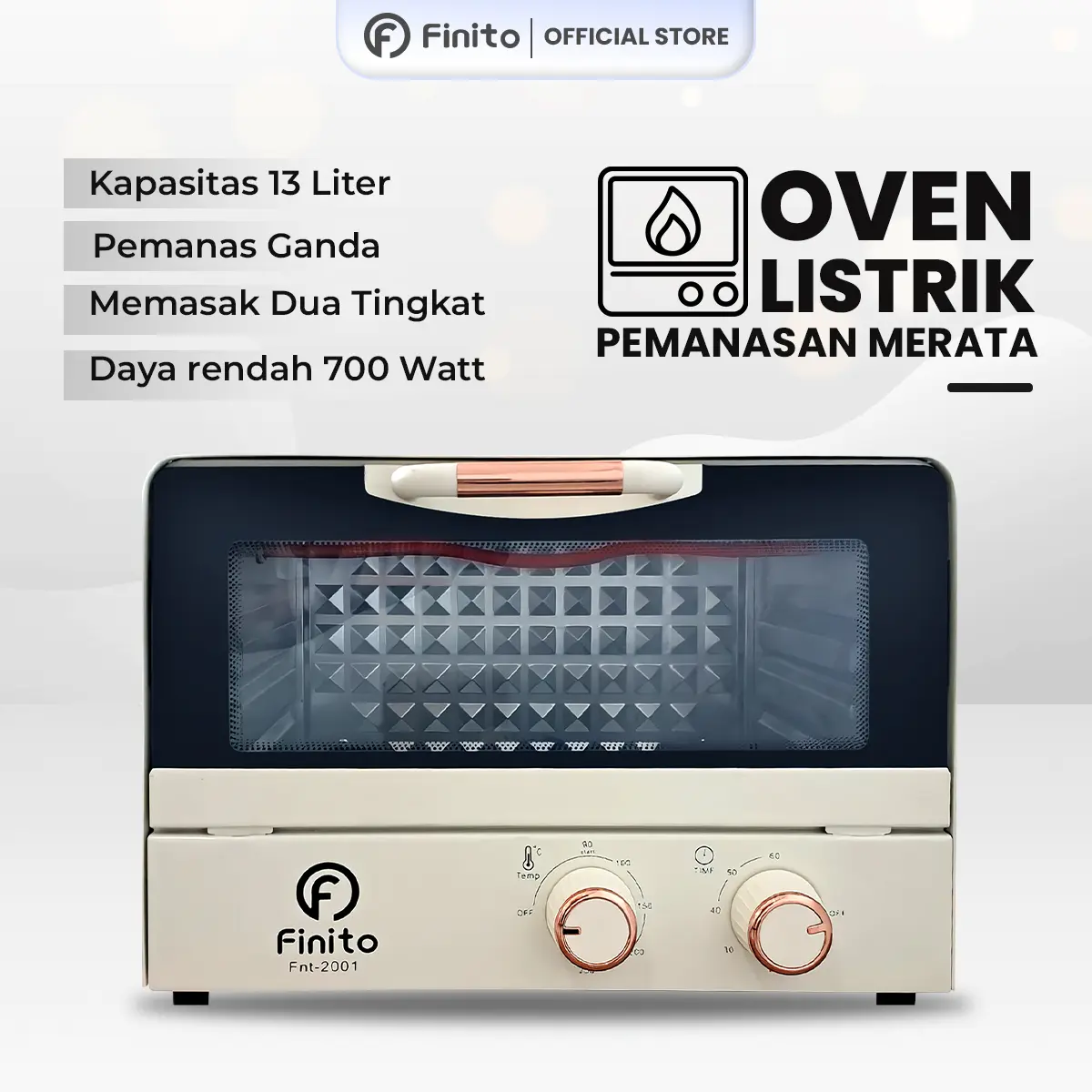 [INDYTIARAS] Oven Finito Kapasitas 13L Pemanggang Kue Elektrik Aestethic /Oven Listrik Multifungsi 700 Watt