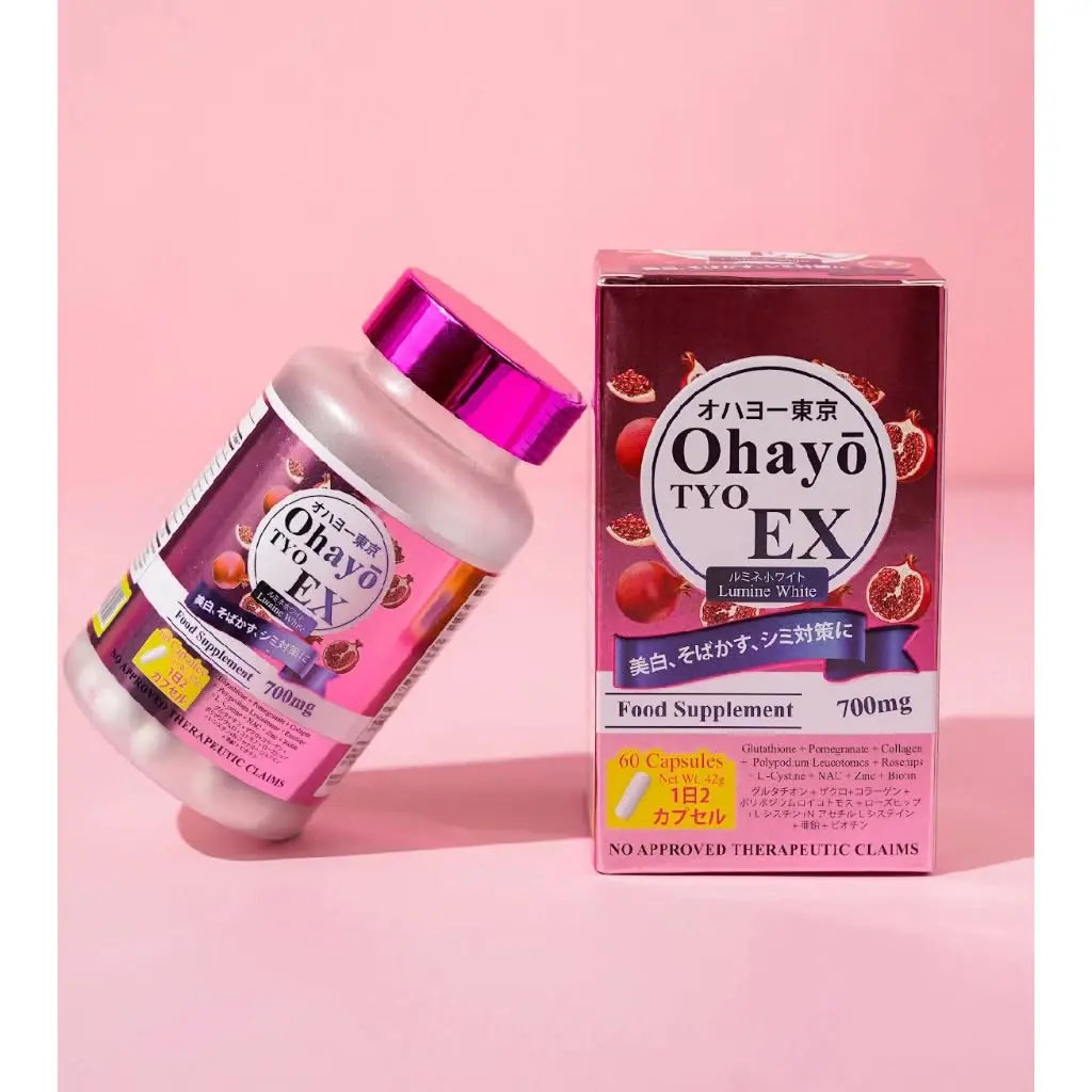 Ohayo TYO EX Lumine White 60 Capsules - Glutathione Collagen Antioxidants Food Supplement for Skin Health FDA Registered ISO Certified Made in Japan