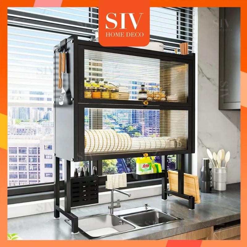 SIV kệ chén có nắp đậy ,Đa Năng Thông Minh Nhà Bếp Trên Bồn Rửa 2 màu kệ đựng đồ đa năng Treo Tường Kitchen