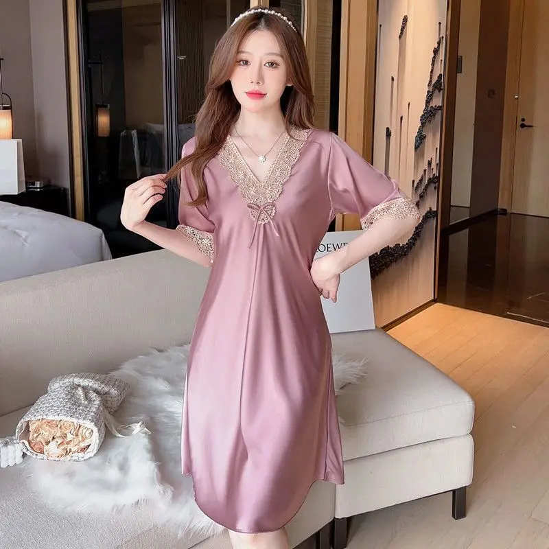 Đồ Ngủ Mùa Hè, Váy Lụa Lạnh Mới Cho Nữ, Phong Cách Dễ Thương Và Gợi Cảm, Váy Nữ, Mỏng Vừa Vặn, Váy Ngủ Gợi Cảm, Thích Hợp Mặc Nhà