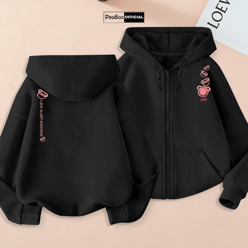  Áo Hoodie Zip Áo Khoác Nam Nữ Unisex By PEABOO Mã HZ Live Will Chất Nỉ Bông Form Rộng Mũ 2 Lớp 