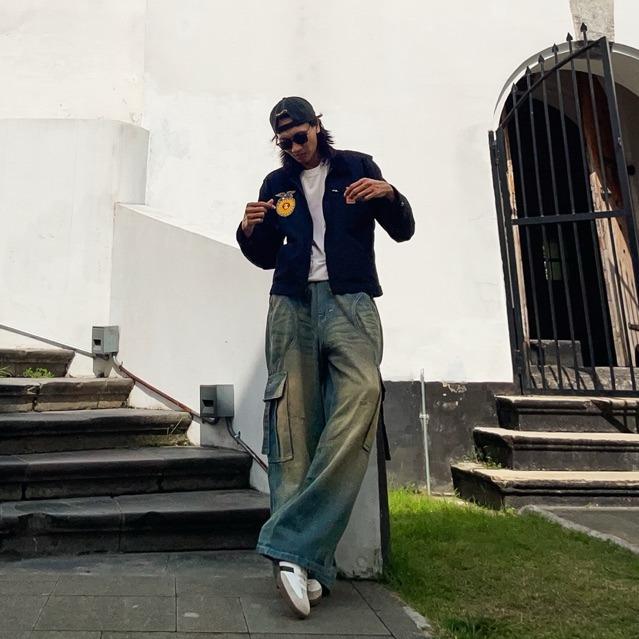 Bawwa Santai | Celana CARGO Baggy Jeans | GREEN BLUE RETRO Wash fading | SAMBA Series | Celana Cargo Jeans Denim| Celana Gombrang | Cargo pants | Baggy pants | celana skena 7