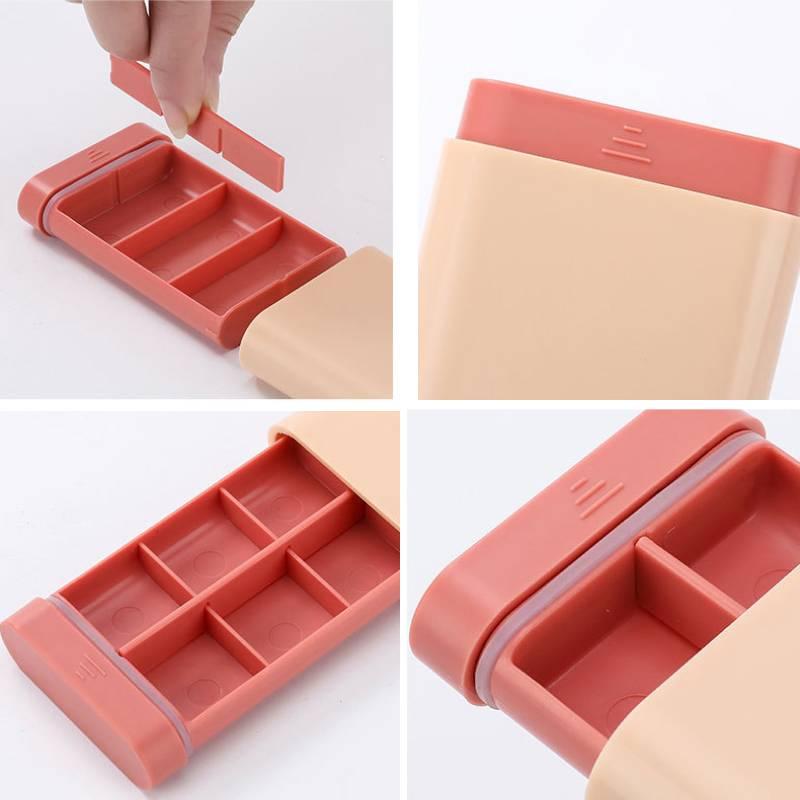 3/6 Grid Portable Pill Box Travel Medicine Packing Box Mini Pill Box Small Compartment Medicine Box Travel Sealing Storage Box Pill Storage Box Organizer Healthcare Aid medkit 8