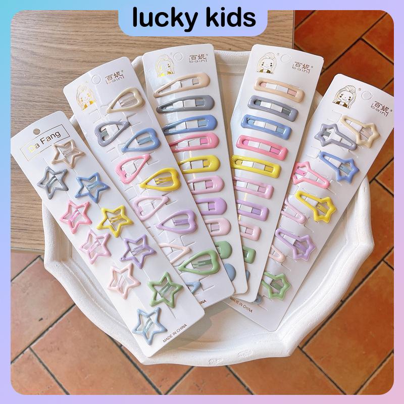 Kẹp Tóc Bé Gái, 10 Cái / Bộ, Thiết Kế Trái Tim Và Ngôi Sao Dễ Thương, Màu Pastel, Kẹp Tóc Công Chúa Bé Gái, Kẹp Bên, Phụ Kiện Tóc Trẻ Em, Mũ Cài Tóc Cho Bé Gái 0