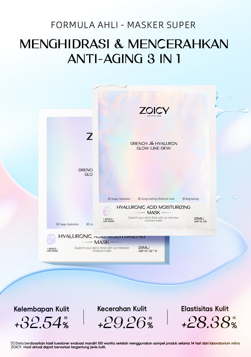 [Buy 2 Save 10% Off] ZOICY Masker Wajah Mencerahkan 2Box 10pcs - Whitening Sheet Mask | Melembapkan | Mengencangkan | Menutrisi | Menenangkan | Anti Kerut | Glowing | Niacinamide | Hyaluronic Acid | Salicylic Acid | Witch Hazel | Extract Centella Purslane