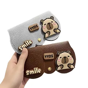 Tempat Kotak Kacamata Gantungan Tas - Aksesoris Fashion Anak Korea Karakter CapybaraA - Leather - PCH8678 ( Group )
