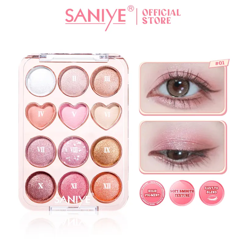 SANIYE [BPOM] 12 Warna Sweetheart Eyeshadow Palette High Pigmented Eyeshadow Tahan Lama E1271 0