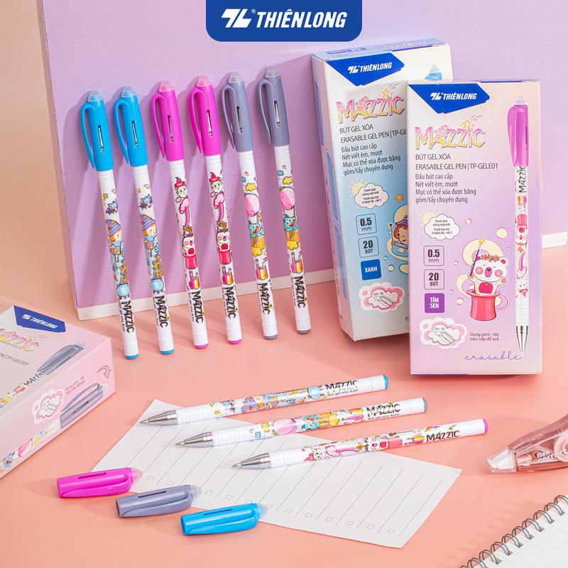 Combo 5 10 20 Bút Gel xóa được Thiên Long Điểm 10 TP-GELE01 - Bút mực nước ngòi 0.5mm viết trơn mượt có gôm trên nắp