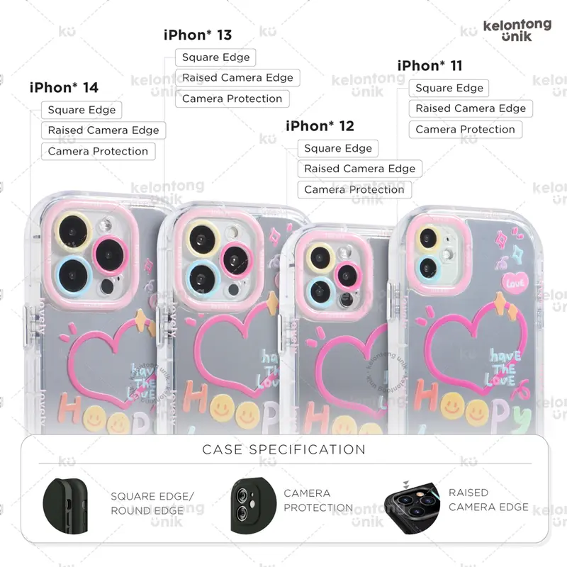 KELONTONG UNIK | Happy Lovely Mirror Case/ Case Cermin - Casing HP/ Hardcase for iPhone 11 12 13 14 15 16 PRO PROMAX PLUS Aksesoris ,CIIH 1
