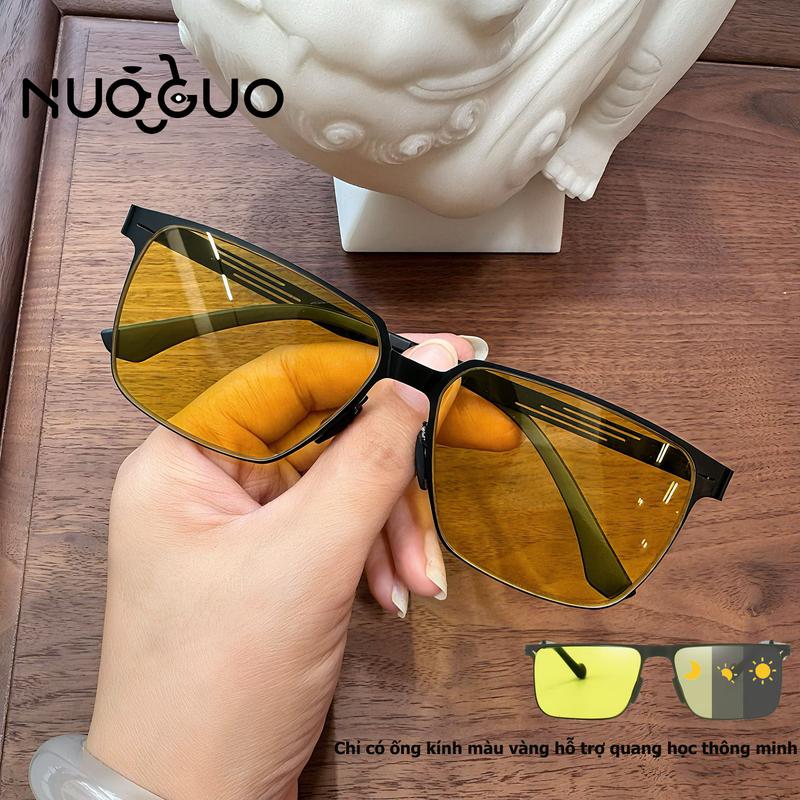  Kính râm Siêu nhẹ Thời trang Dành cho nam và nữ Với "ống kính màu vàng" Hỗ trợ Photochromism Tăng cường tầm nhìn ban đêm Hàng mới về 