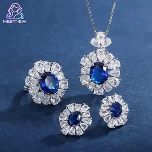 MNS34  Set permata zamrud berwarna retro Prancis yang cocok untuk segala suasana Set Klein biru