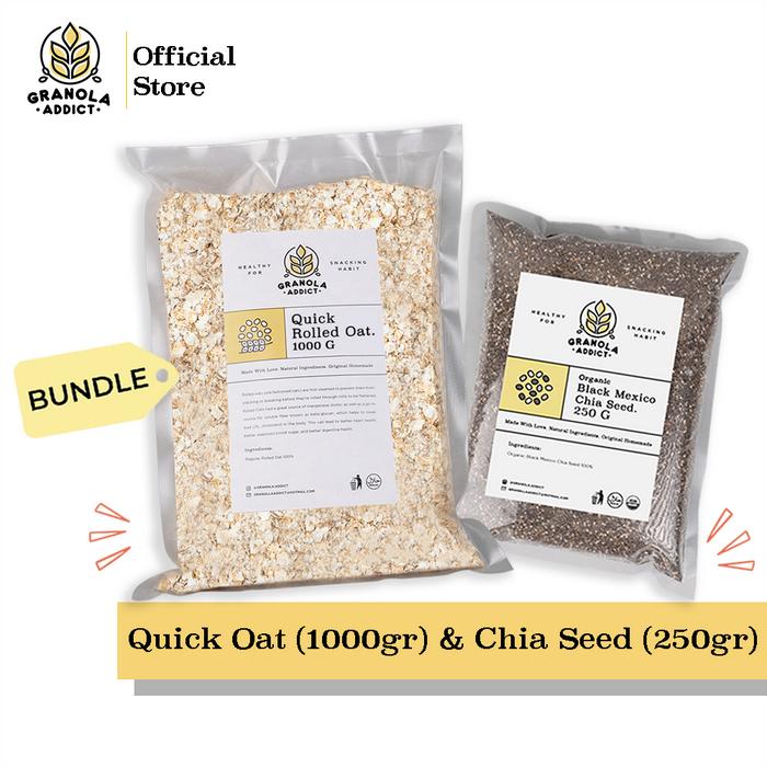 Gambar Granola Addict - Paket Quick Rolled Oat 1KG + Chia Seed 250G dari Granola Addict Kota Tangerang Tokopedia