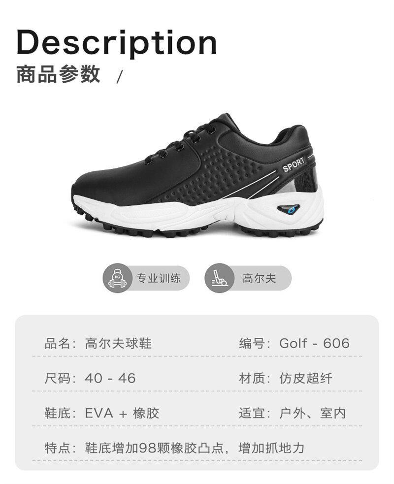 Product Introduction of New High Quality Men Professional Golf Shoes Waterproof Spikes Golf Sneakers Black White Golf Trainers Big Size 40-47 12