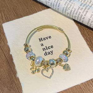 Gelang Tangan, SUNQ, Gelang Jantung, Boleh Laras, Tahan Pudar, Bebas Calar, Sempurna, Termasuk Kotak Hadiah. wanita aksesoris tahankarat charm chic bracelets titanium jewelry Rantai Bangles Barang Kemas Perak