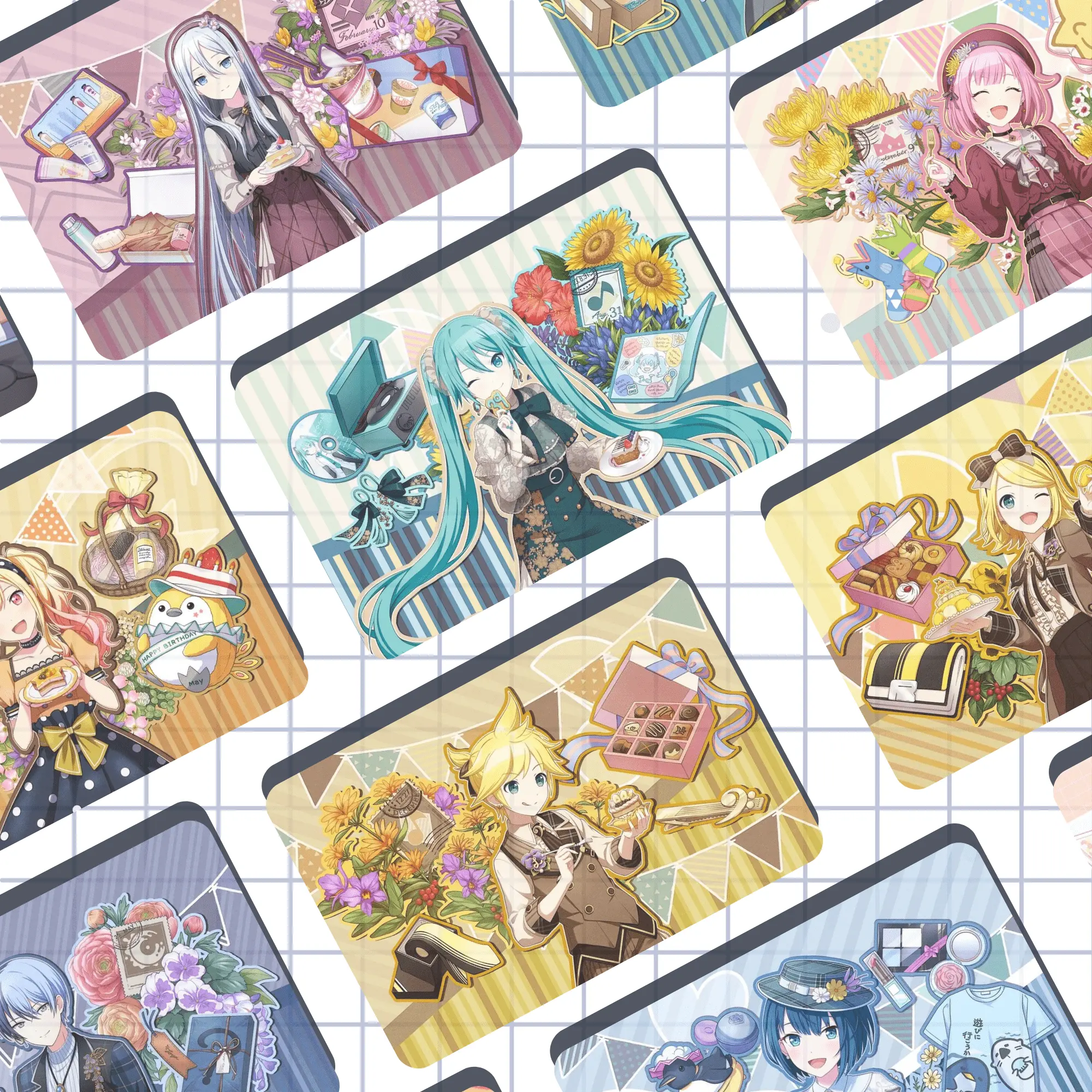 PHOTOCARD GAME ANIME Project Sekai Ft. Hatsune Miku | Happy Anniversary SETS Ver.1| GLOSSY DOUBLE-SIDED | UnOfficial Fullart Cards