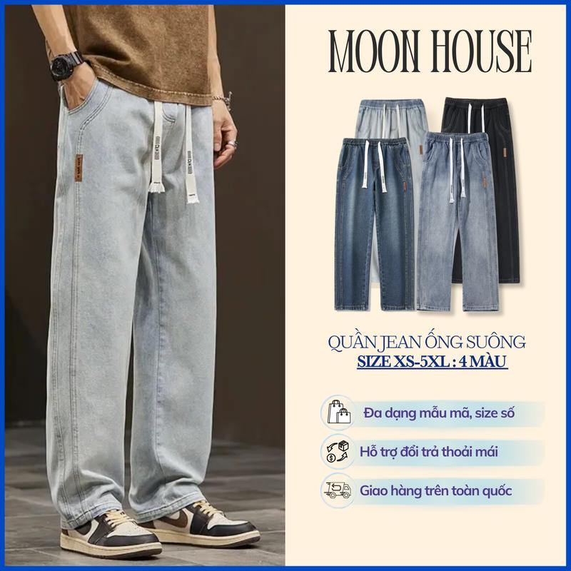 Quần jean ống rộng dành cho nam nữ bigsize MOON HOUSE N9 Menswear Ong Pants Có Túi jean  retro