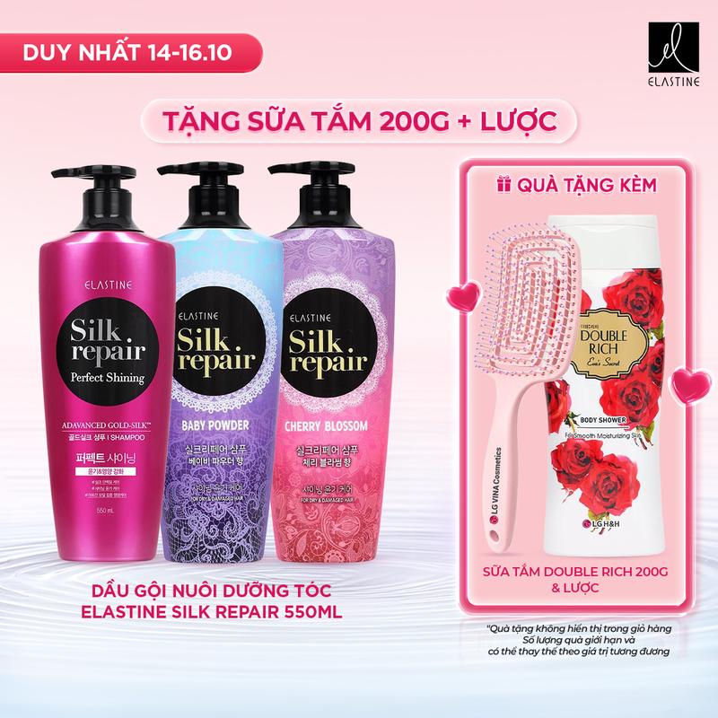 [LG Daily Beauty Official] Dầu gội nuôi dưỡng tóc Elastine Silk repair 550ml