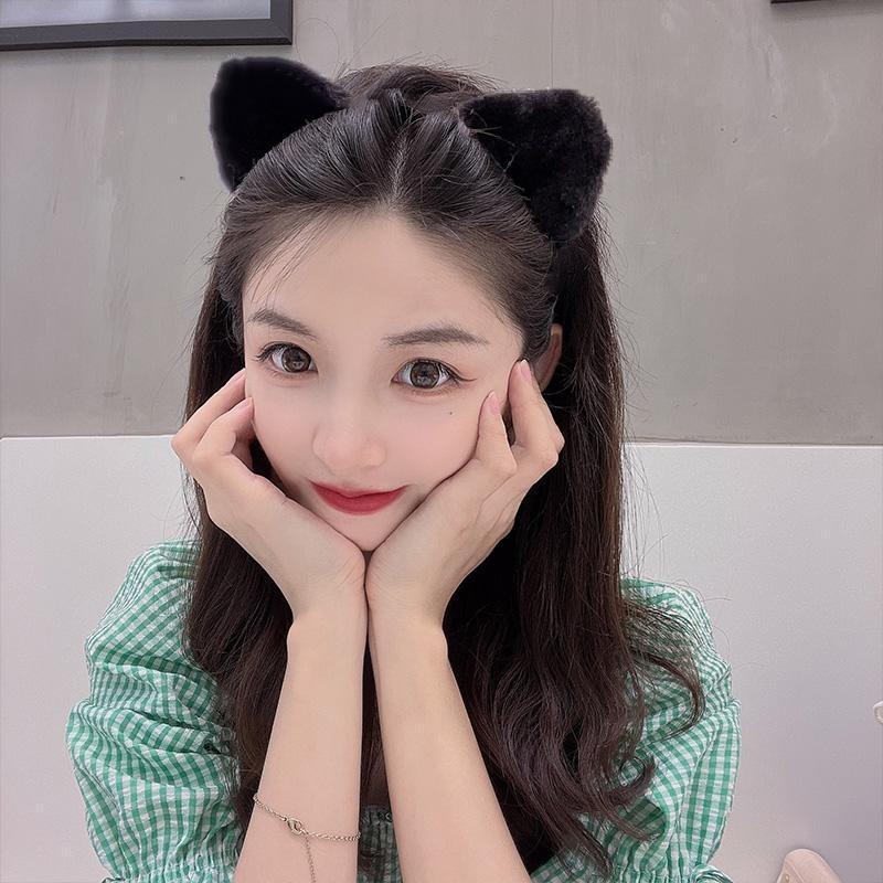 Product Introduction of Cute cat ears headband cute and sweet girl hair accessories wash face plush hair card headband simple and versatile 3