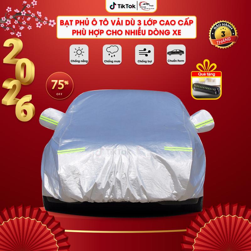 Bạt phủ ô tô 3 lớp cao cấp áo trùm kín xe hơi 4 chỗ đến 7 chỗ và bán tải chống nắng mưa hiệu quả bạc phủ oto phù hợp cho nhiều dòng xe