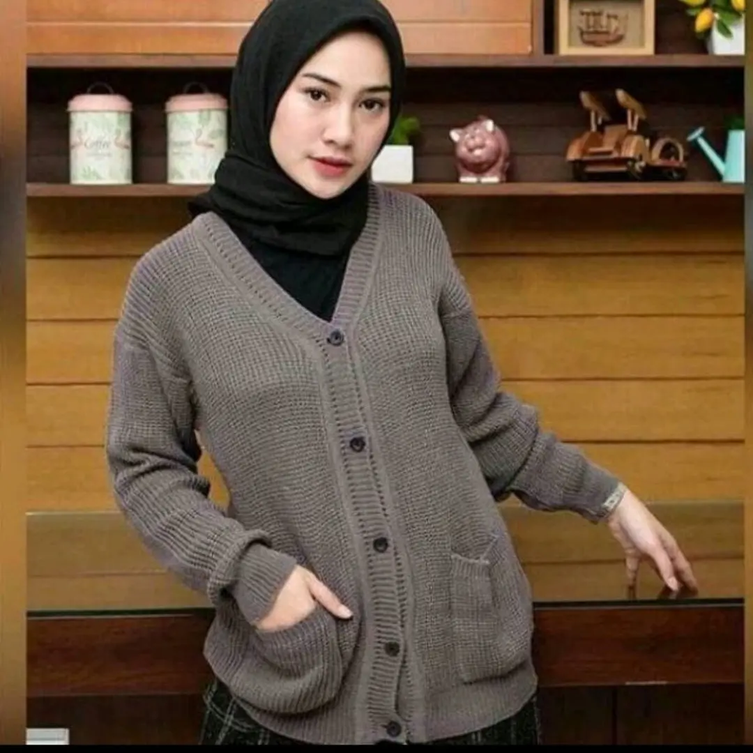 Cardigan Rajut Saku SHECKER l Pakaian Rajut Wanita l Cardigan Murah l Rajut Outwear #rajutmurahkeren