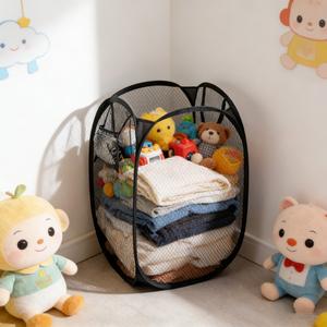 Caja para almacenar juguetes plegable, Canasta organizadora de juguetes de peluche, Canasta de ropa sucia transpirable, Canasta pop-up con asa grande, Almacenamiento para baño, Esencial para regresar a clases