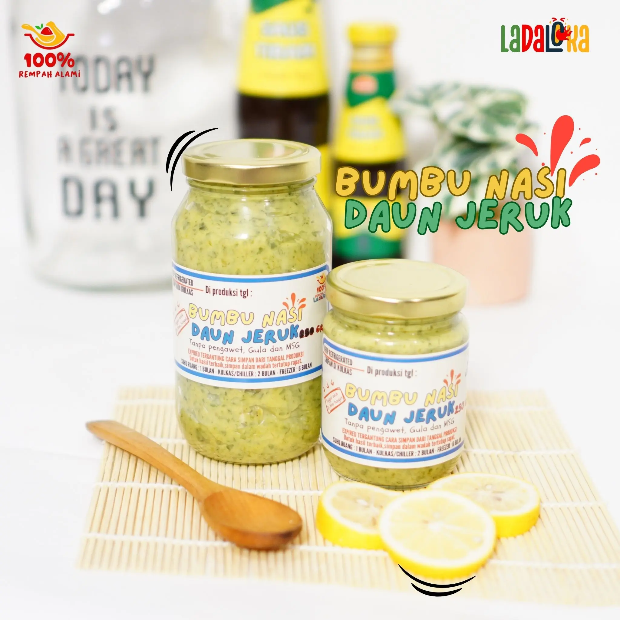 100Persen - Bumbu Nasi Daun Jeruk Wangi Gurih Tanpa Pengawet Perisa MSG Gula Booster BB Anak 100gr dan 500gr