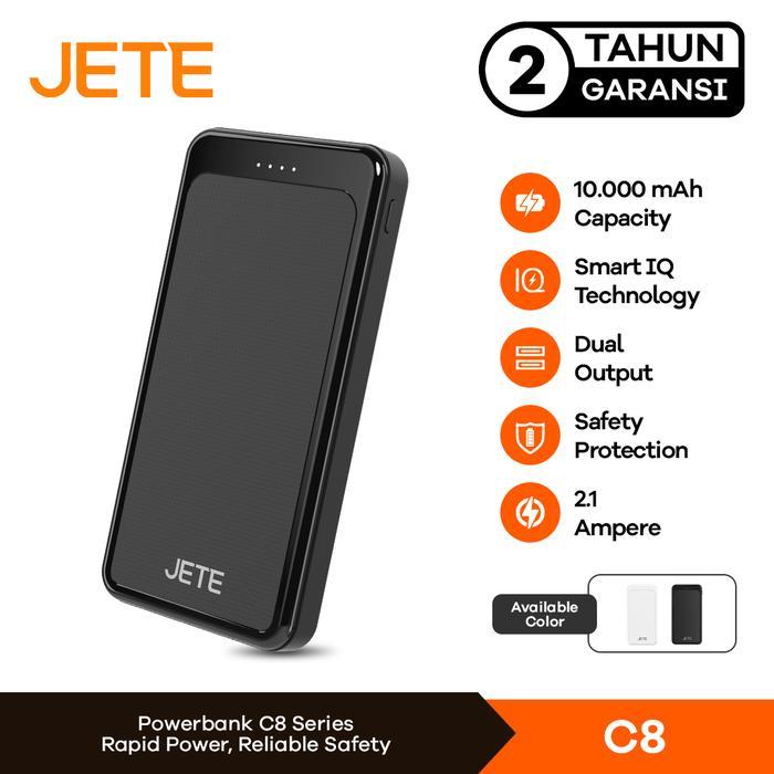 Gambar JETE Powerbank Fast Charging C8 10000mAh Power Bank Portable Dual USB Port Output Input Type C - Black dari JETE Indonesia Yogyakarta Kota Administrasi Jakarta Pusat Tokopedia