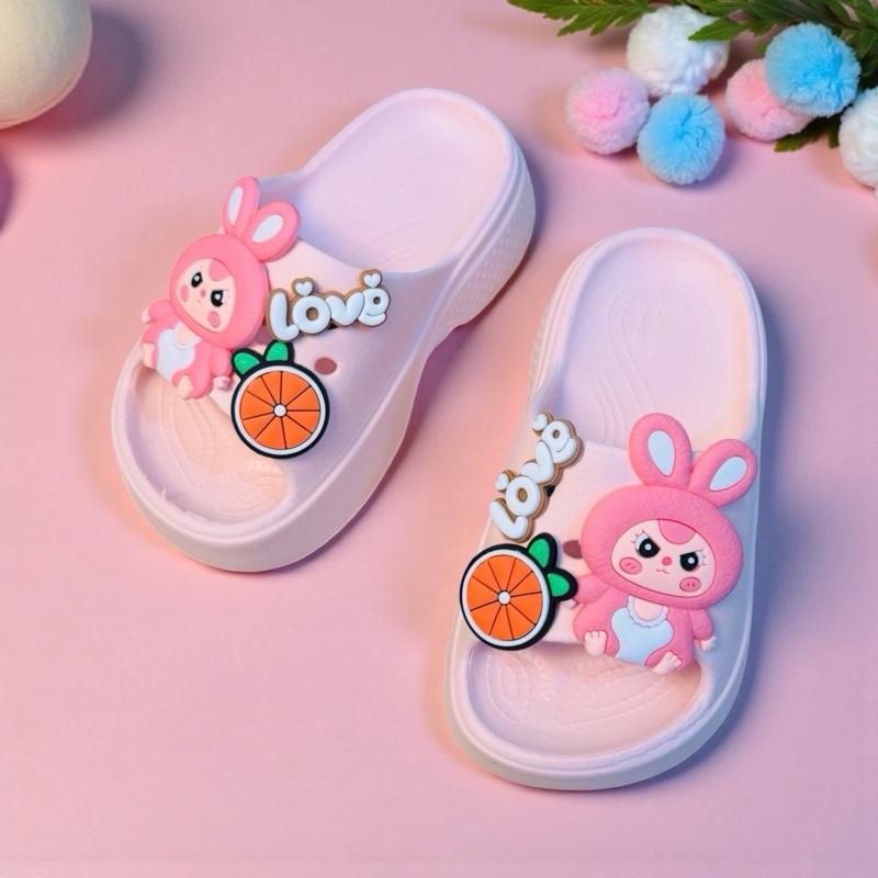 DÉP BÁNH MÌ ĐẾ CONG HÌNH THỎ BABY THREE CỦ CẢI – DÉP CHO BÉ GÁI TIỂU THƯ ĐẾ CAO 4 PHÂN