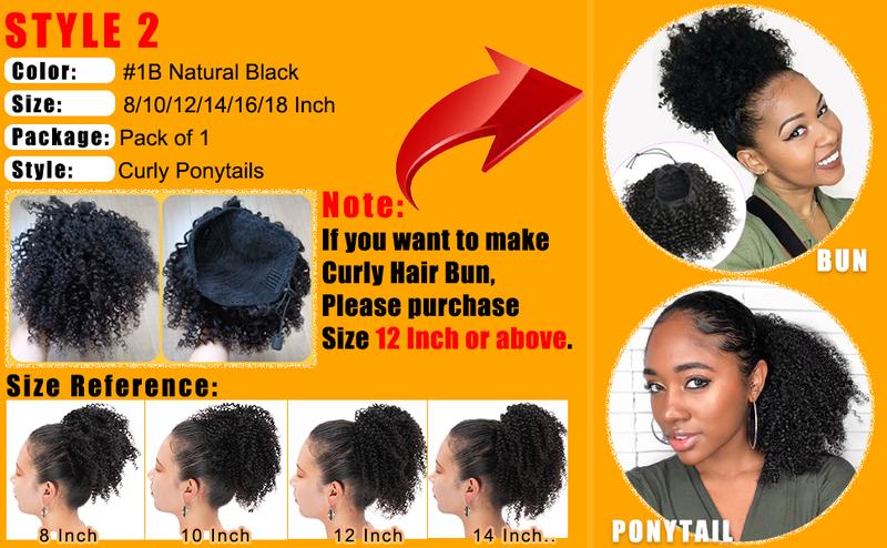 Product Introduction of 8-12 Inch Natural Color Drawstring Ponytails Remy Human Hair short Afro Puffs Hair Kinky Curly Hair Pieces Soft and Bouncy With 2 Stable Combs 1
