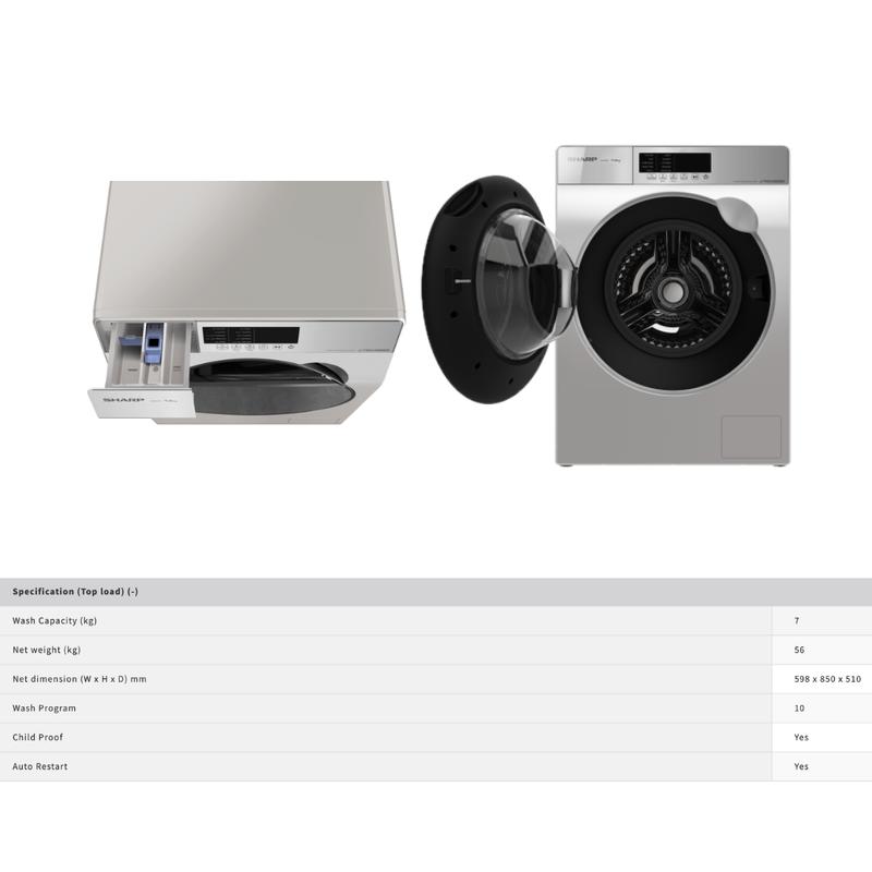 SHARP ES-FW70EW 7KG FRONT LOAD WASHING MACHINE 2