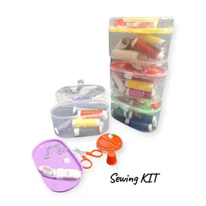 Sewing Kit Alat Menjahit Set Lengkap dengan Benang 8 Warna Jarum Gunting Kancing Meteran dalam Box Plastik Peniti