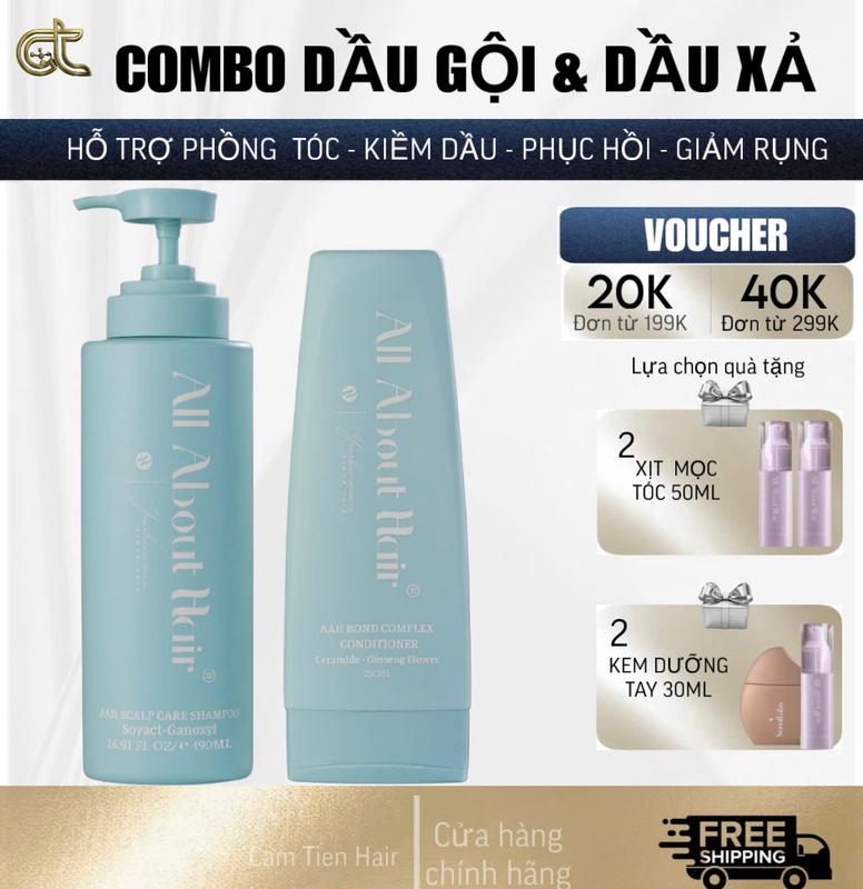 BỘ 2 SẢN PHẨM DẦU GỘI + DẦU XÃ NHÀ ALL ABOUT HAIR NON SILICONE Dưỡng Tóc
