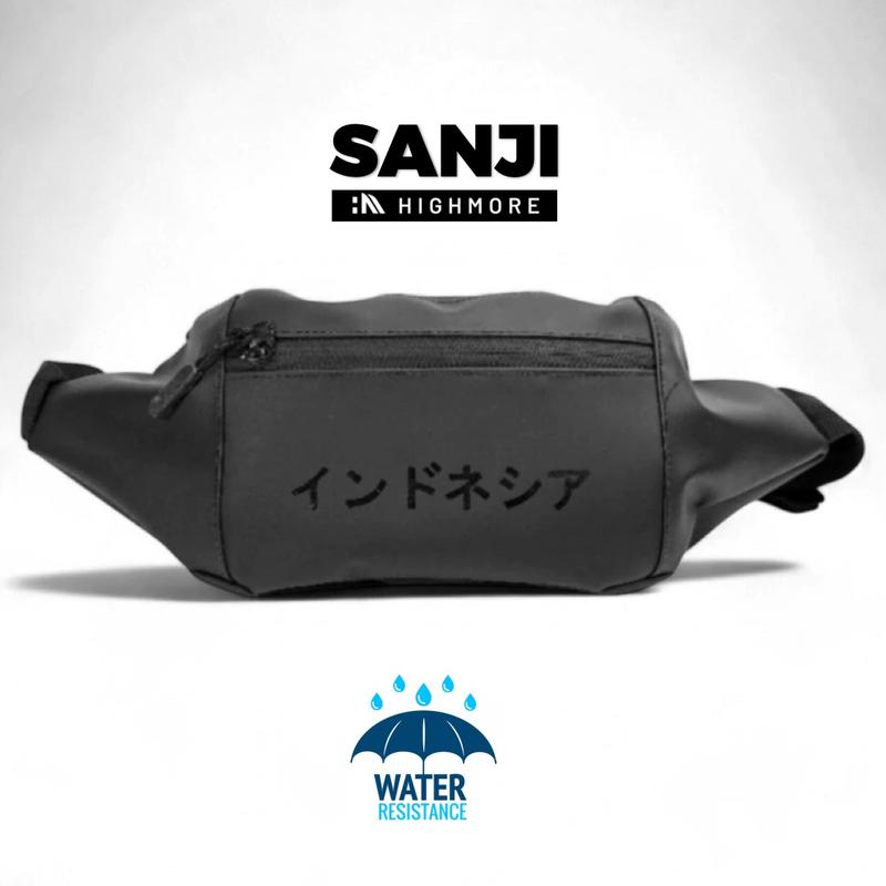 Waistbag Casual , Tas Selempang & Bahu Premium Pria Bimo Waterproof - Sanji Original Hitam Slingbag Cowok 1