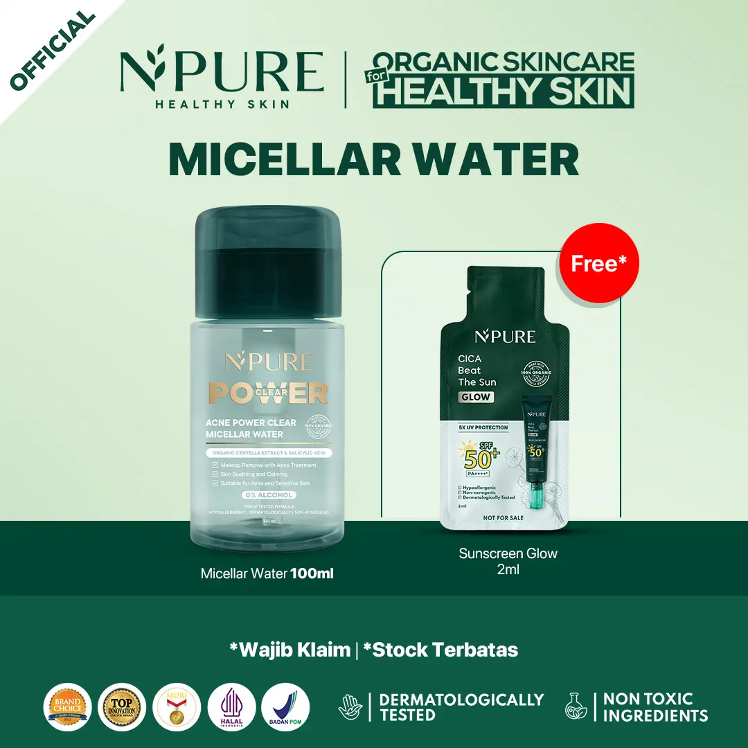 【FREE Sunscreen Glow 2ml】NPURE Acne Power Clear Micellar Water 100ml /Pembersih Wajah / pembersih makeup / npuremicellarwater / npurepowerclear / powerclear / Memudarkan / Membersihkan / Cleanser /Berjerawat / Remover / Cleansing