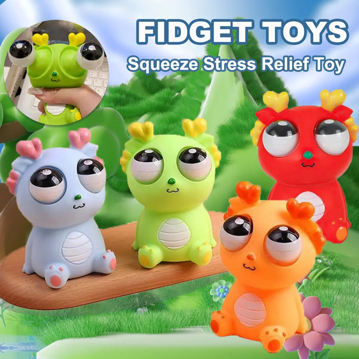 Anxiety Toy Squishy Eyes Pop Dragon Multicolored Squeezing Pinches Toy  Explosive Eye Toys Decompression Cartoon Anti-stress Dolls Halloween Christmas Kids Party Gifts