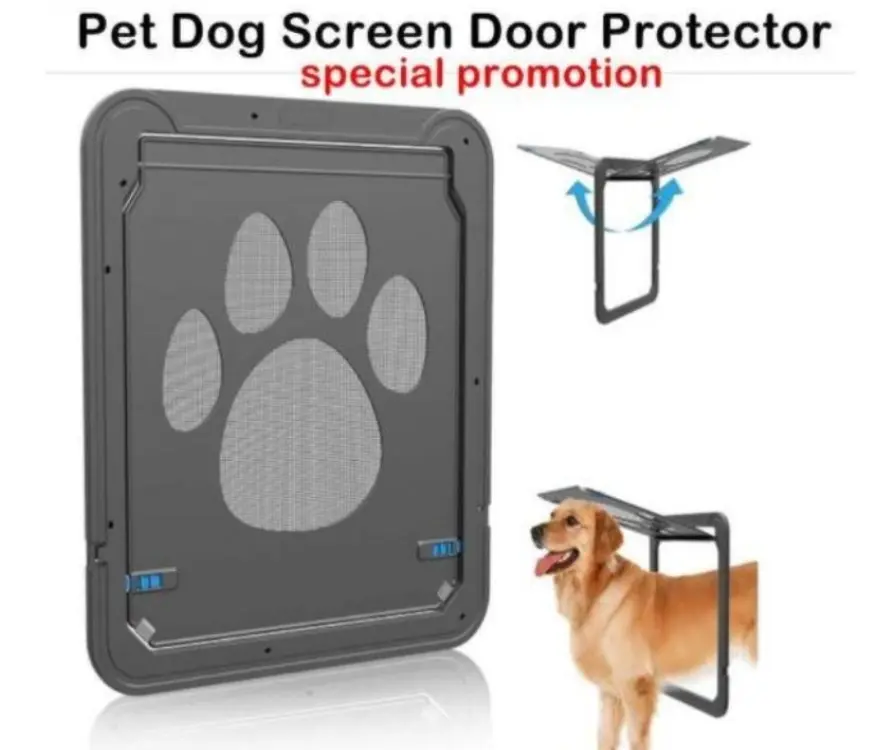 Magnetic Flap Screen Automatic Lockable Black Door for Puppy Dog and Cat Door