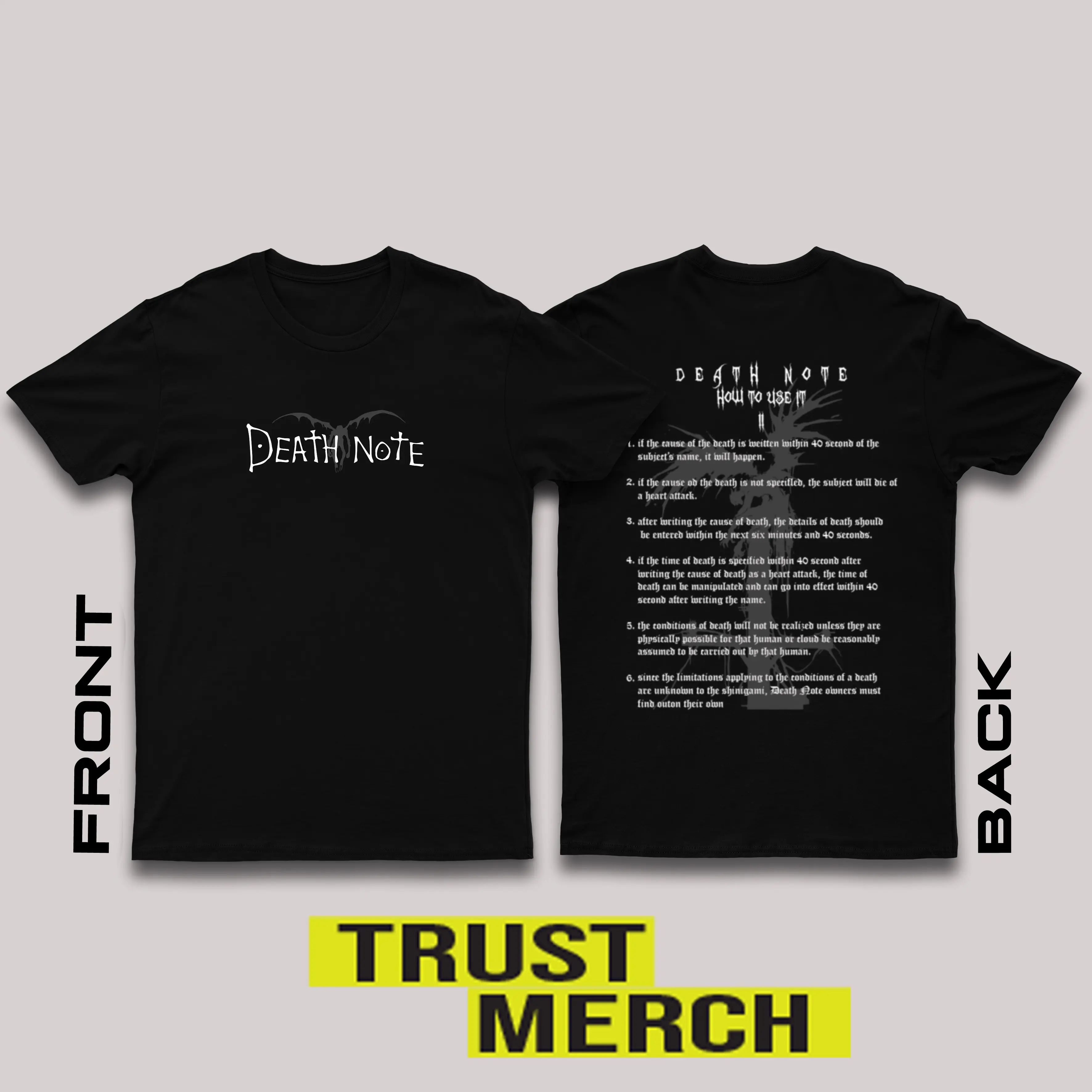 Kaos Baju Tshirt Anime Manga Death Note Rules Of Death Outfit Unisex