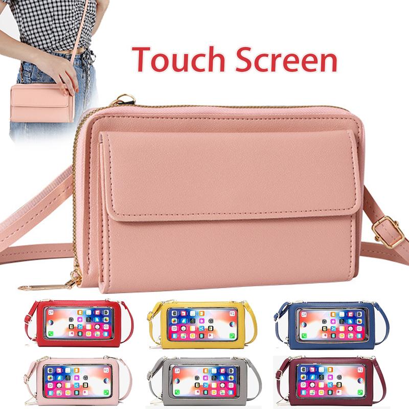Túi Đeo Chéo Nhỏ Có Màn Hình Cảm Ứng Cho Nữ Túi Đựng Điện Thoại Di Động Bằng Da PU Ví Đeo Vai Mini Có Khe Cắm Thẻ Tín Dụng Túi Nữ Nhỏ