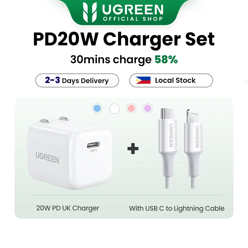 (W)UGREEN Mini PD 20W USB C Fast Charger for iPad Pro 11 (M2, 3rd Gen) for iPhone 15 Pro Max for iPhone 13 Pro Max Plug
