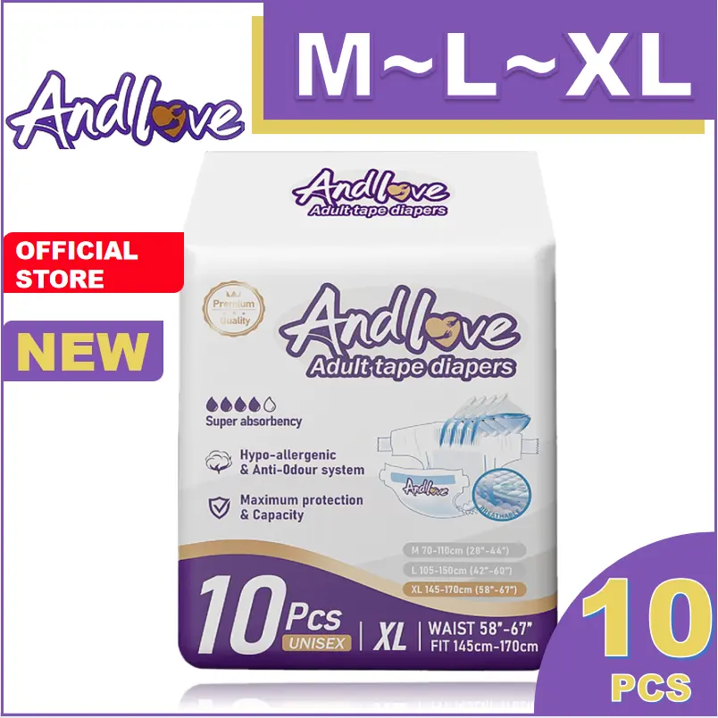 [NEW]ANDLOVE Adult Diapers M/L/XL (10pcs/1pack) Adult Tape Diaper, Leak-Proof