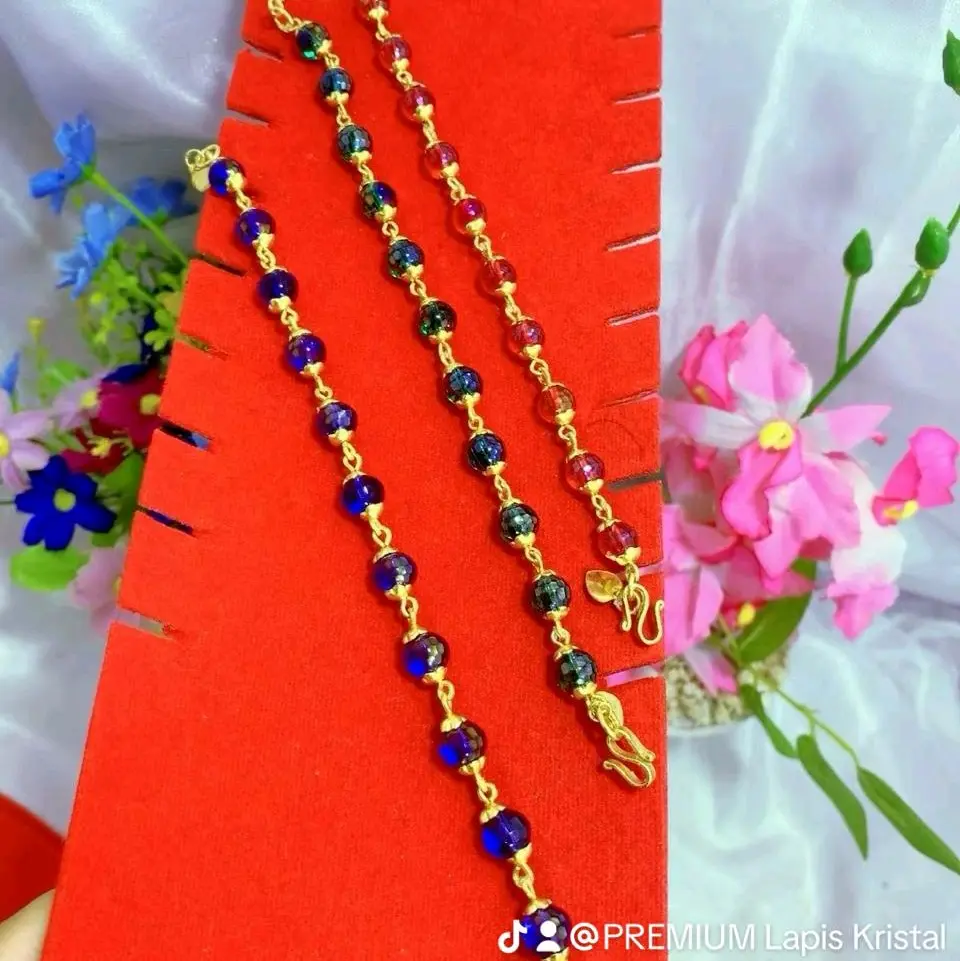 Perhiasan Gelang Permata Cristal Emas Sepuh 24k Lapis Kristal - PREMIUM LAPIS KRISTAL -