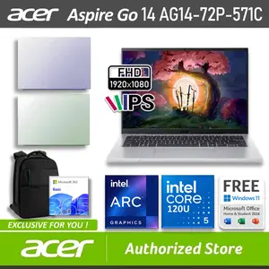 ACER Aspire GO 14 AG14-72P-571C Intel Core i5 120U 8/512GB SSD Windows 11 OHS M365B 14" inch WUXGA IPS Light Silver, Pale Purple, & Neo Green