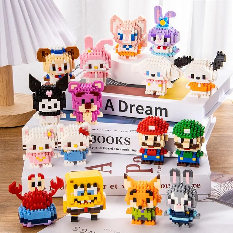Nano Block Model Edukasi Anak Bricks Mini Karakter Kartun Mainan Balok Building Blocks DIY hadiah mainan peralatan makan kartun pendidikan lucu 3