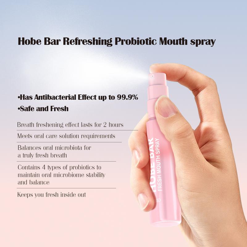 HOBE BAR Probiotic Oral Spray - Sugar-Free, Alcohol-Free, and Preservative-Free, Peach Mint Flavor for Fresh Breath (20 ml) hobe  bar pewangi mulut semprot mouth spray parfum  mulut Liquid 6