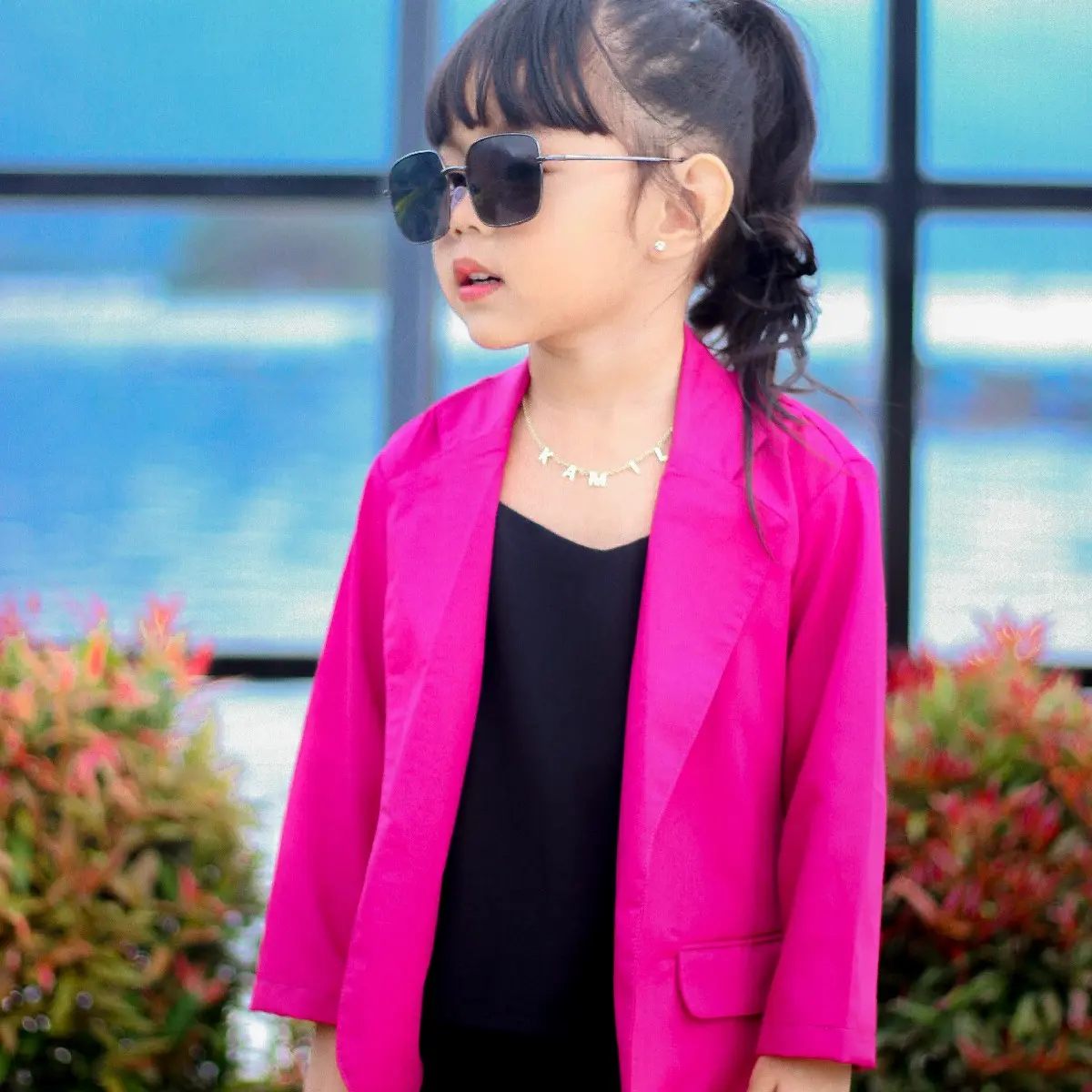 Blazer Fuschia Model Dewasa dan Anak Fashion dengan Materi Katun untuk Usia 1-12 Tahun Kids Bayi