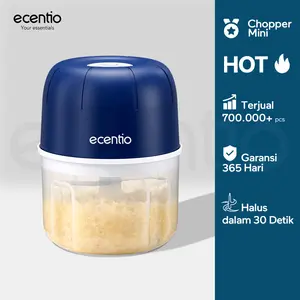 ecentio Mini Chopper Blender 6 pisau 250ml Portable Penggiling Bumbu Dapur Portable Penumbuk bawang biru gelap