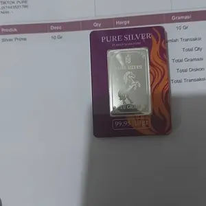 PURE SILVER 999,5 Sertifikat Asli Ukuran 10 s/d 5 gram Investasi Kualitas Tinggi untuk Koleksi dan Investasi