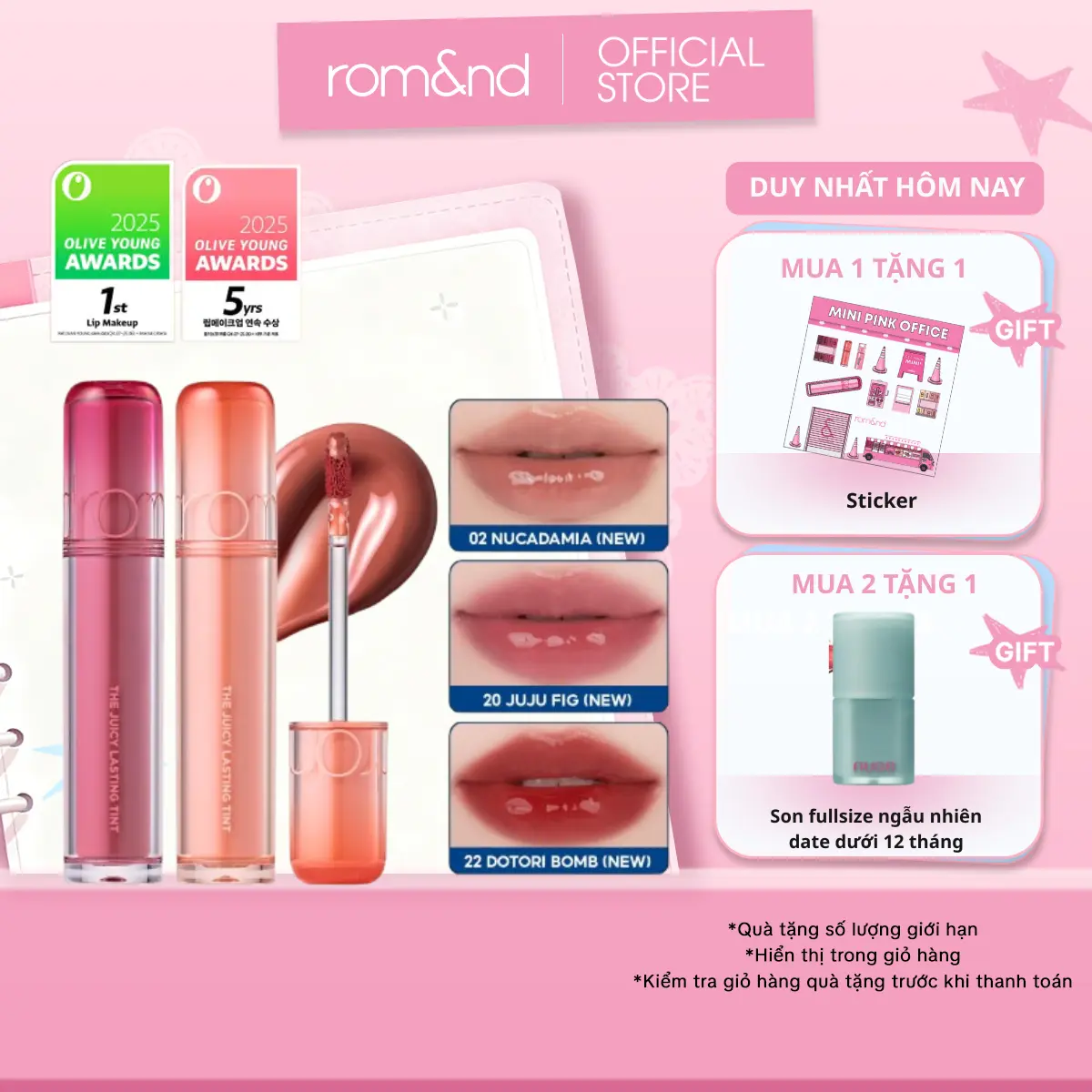 Son Tint Bóng Trang Điểm Hàn Quốc Romand The Juicy Lasting Tint 3.5g