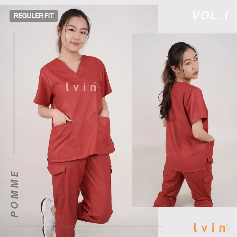 [ Lvin ] Vol I - BAJU SCRUB MEDICAL SCRUB SUIT DOCTOR'S SCRUB FOR MAN & WOMEN / Set Baju Celana Jaga OKA OK Perawat/Reguler Fit/Bright Series / Dokter Lengan Pendek [Export] 7