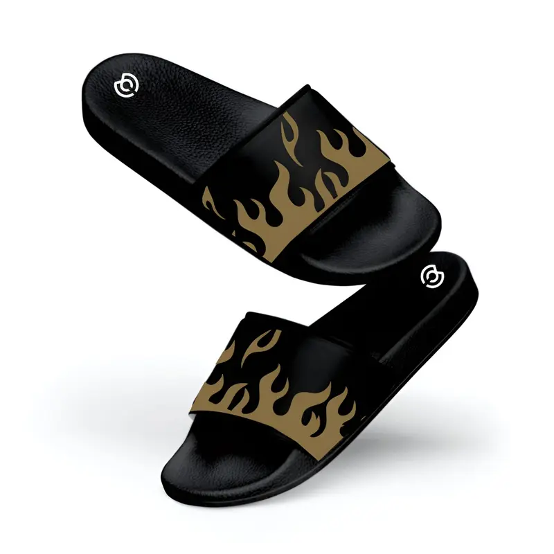 DRS - Terbaru Sandal Slop Slip On Slide API Black Sendal Pria Wanita Dewasa Casual Size 38-43 4